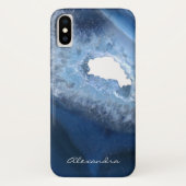Dark Blue Agate Geode Monogram Case-Mate iPhone Hülle (Rückseite)