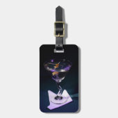 Dark Blue Alcohol Cocktail Martini Gepäckanhänger (Vorderseite vertikal)