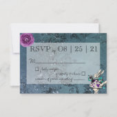 Dark Blue Alice im Wunderland Wedding RSVP (Vorderseite)