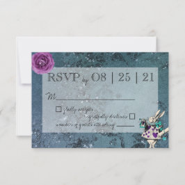 Dark Blue Alice im Wunderland Wedding RSVP