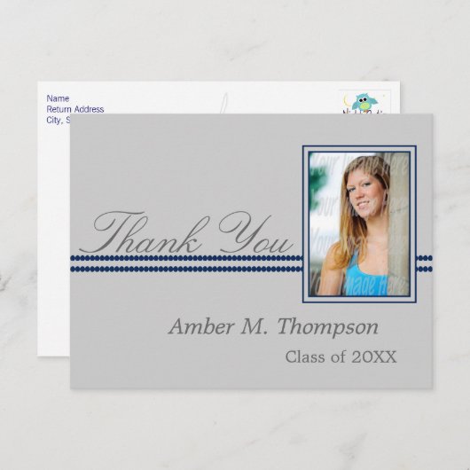 Dark Blue and Gray Abschluss Vielen Dank Postkarte (Vorne/Hinten)