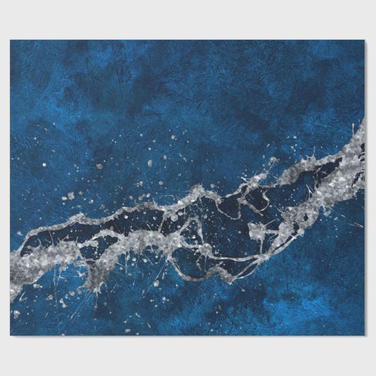 Dark Blue and Silver Abstract N3 Geschenkpapier (Flach)