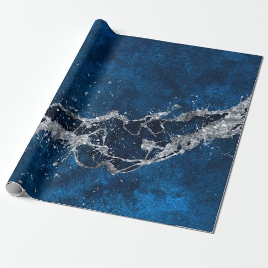 Dark Blue and Silver Abstract N3 Geschenkpapier (Ungerollt)