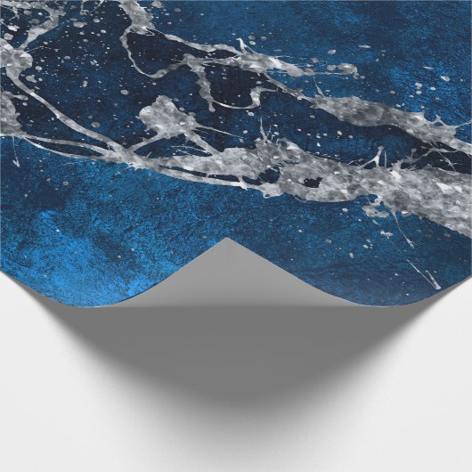 Dark Blue and Silver Abstract N3 Geschenkpapier (Ecke)