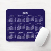 Dark Blue and White 2026 Calendar Mousepad (Mit Mouse)