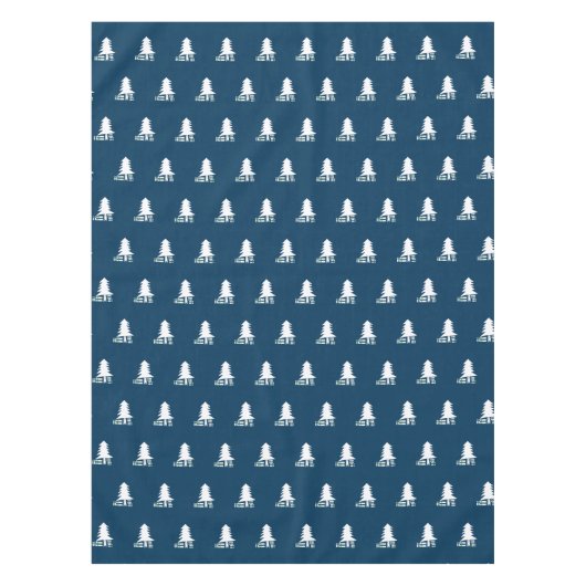 Dark Blue and White Christmas Tree Design Tischdecke (Vorderseite)