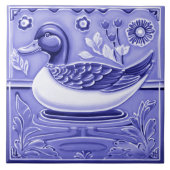 Dark Blue and White Duck European Folk Animal Art Fliese (Vorderseite)