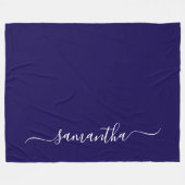 Dark Blue and White Elegansh Swash Signature Name Fleecedecke (Vorderseite (Horizontal))