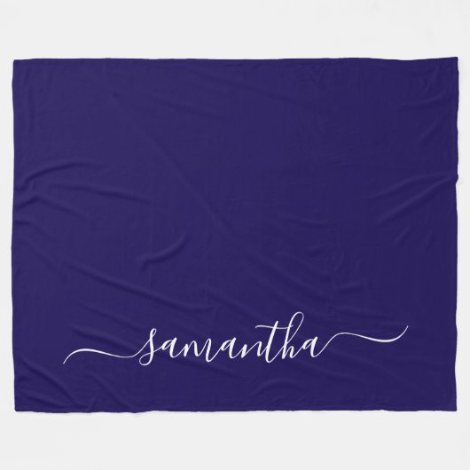 Dark Blue and White Elegansh Swash Signature Name Fleecedecke (Vorderseite (Horizontal))