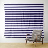 Dark Blue and White Stripe Decorative Tapestry Wandteppich (Beispiel (Horizontal))