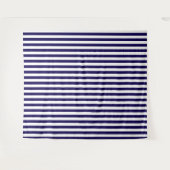 Dark Blue and White Stripe Decorative Tapestry Wandteppich (Vorderseite (Horizontal))