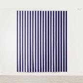 Dark Blue and White Stripe Decorative Tapestry Wandteppich (Vorderseite)