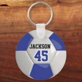 Dark Blue and White Team Soccer ⚽ Ball Schlüsselanhänger (Vorderseite)