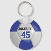 Dark Blue and White Team Soccer ⚽ Ball Schlüsselanhänger (Rückseite)