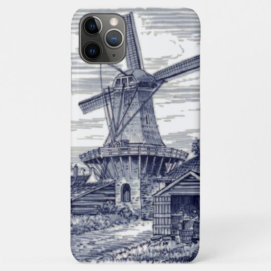 Dark Blue Antique Delft Blue Dutch Windmill Case-Mate iPhone Hülle (Rückseite)