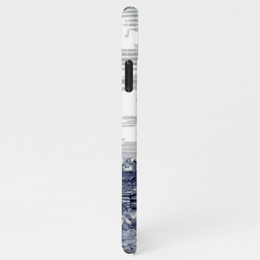 Dark Blue Antique Delft Blue Dutch Windmill iPhone Hülle (Rechte Seite)
