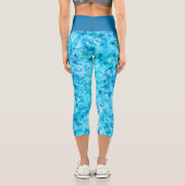 Dark Blue Aqua Türkis Polygon Art Pattern Capri Leggings (Rückseite)