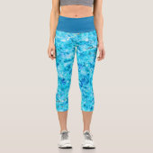 Dark Blue Aqua Türkis Polygon Art Pattern Capri Leggings (Vorderseite)