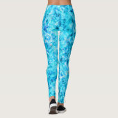 Dark Blue Aqua Türkis Polygon Art Pattern Leggings (Rückseite)