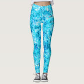 Dark Blue Aqua Türkis Polygon Art Pattern Leggings (Vorderseite)