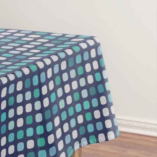 Dark Blue Aqua Türkis Round Squares Muster Tischdecke (Beispiel)