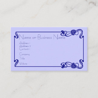Dark Blue Art Deco Border Business Card Visitenkarte