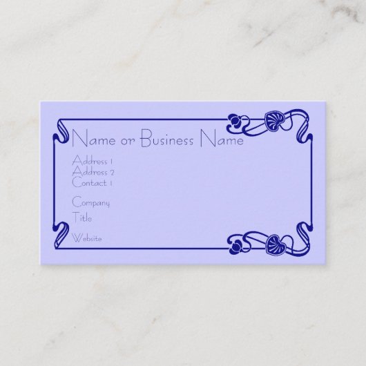 Dark Blue Art Deco Border Business Card Visitenkarte (Vorderseite)