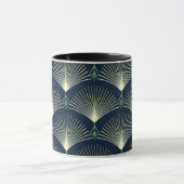 Dark Blue Art Deco Stilvolle geometrische Muster Tasse (Zentrum)