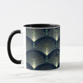 Dark Blue Art Deco Stilvolle geometrische Muster Tasse (Links)