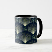 Dark Blue Art Deco Stilvolle geometrische Muster Tasse (VorderseiteRechts)