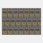 Dark Blue Art Nouveau Old Book Geschenkpapier Set (Vorderseite)