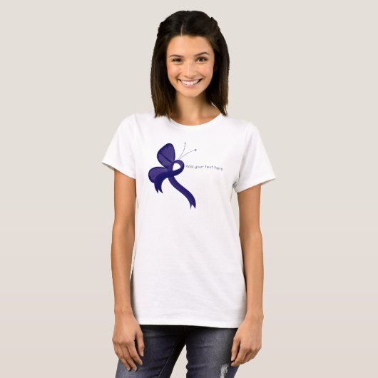 Dark Blue Awareness Ribbon Butterfly T - Shirt (Vorne ganz)