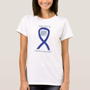Dark Blue Awareness Ribbon Custom Art T - Shirt
