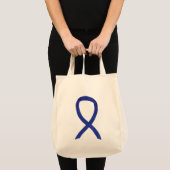 Dark Blue Awareness Ribbon Custom Totbeutel Tragetasche (Vorderseite (Produkt))