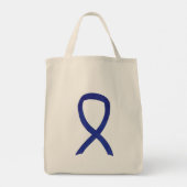 Dark Blue Awareness Ribbon Custom Totbeutel Tragetasche (Rückseite)