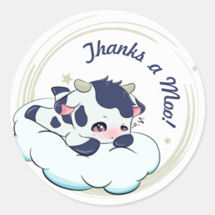Dark Blue Baby Cow White Cloud Elegant Vielen Dank Runder Aufkleber