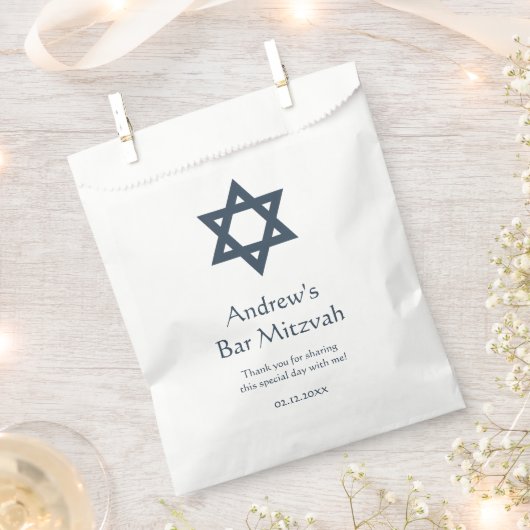 Dark Blue Bar Mitzvah Personalisiert Geschenktütchen (Ausgeschnitten)