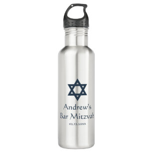 Dark Blue Bar Mitzvah Personalisiert Trinkflasche