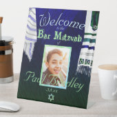 Dark Blue Bar Mitzvah Sign mit Prayer Shawls Sockelschild (In Situ)