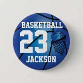 Dark Blue Basketball und Hoop | DIY Text Button (Vorderseite)