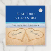 Dark Blue Beach Hochzeit 2 Herzen im Sand Geschenkanhänger (Rückseite)