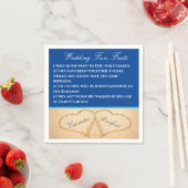 Dark Blue Beach Wedding 2 Herz Sand Fun Fakten Serviette (Beispiel)
