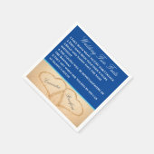 Dark Blue Beach Wedding 2 Herz Sand Fun Fakten Serviette (Ecke)