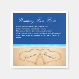 Dark Blue Beach Wedding 2 Herz Sand Fun Fakten Serviette