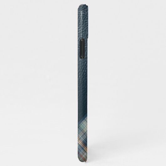 Dark Blue Beige Tan Brown Kariert Gingham Pattern iPhone Hülle (Rechte Seite)