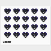 Dark Blue Black mit Hearts Wavy Silver Vielen Dank Herz-Aufkleber (Blatt)