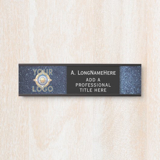 Dark Blue Black Tech IT Security Namplate Office Türschild (Vorderseite )