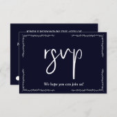 Dark Blue Black Wedding RSVP Karte (Vorne/Hinten)