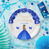 Dark Blue Blonde Hair Princess Geburtstagsparty Pappteller (Party)