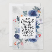 Dark Blue Blume Red Berries Floral Wedding Save The Date (Rückseite)